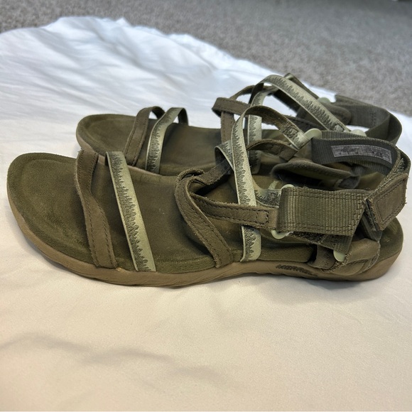 Merrell Womens Size 7 Terran 3 Cush Lattice Olive Open Toe Strappy Sandals Shoes - Picture 4 of 8